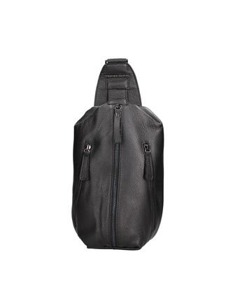Sac bandoulière homme Momo Design cuir véritable noir fermeture zip