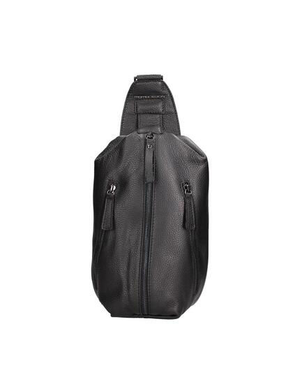 Sac bandoulière homme Momo Design cuir véritable noir fermeture zip