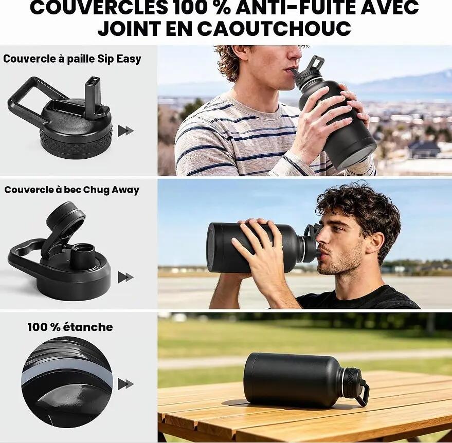 Bouteille d'eau de 2 L en acier inoxydable à triple paroi isolée sous vide 3/7