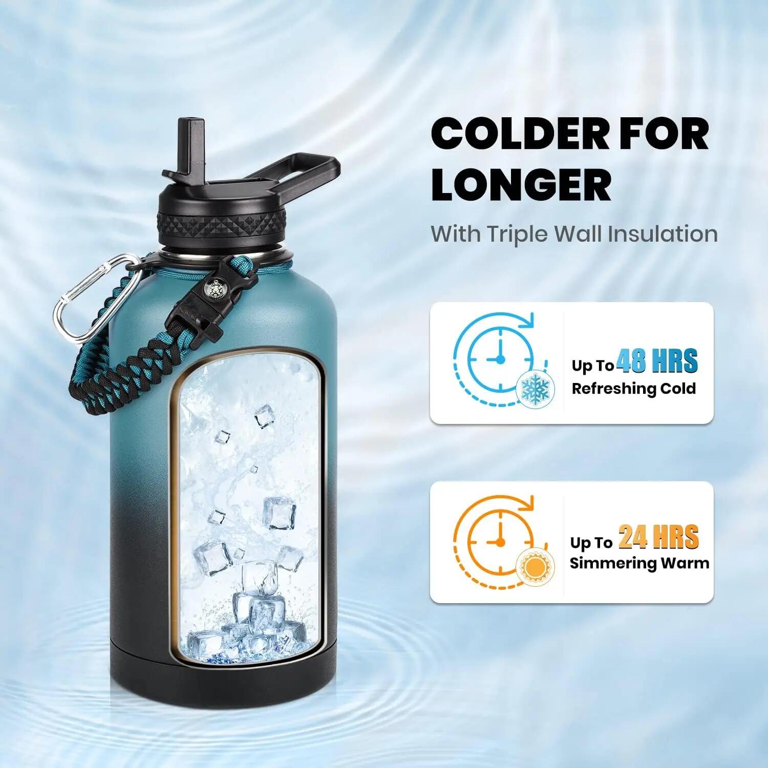 Bouteille d'eau de 2 L en acier inoxydable à triple paroi isolée sous vide 2/7