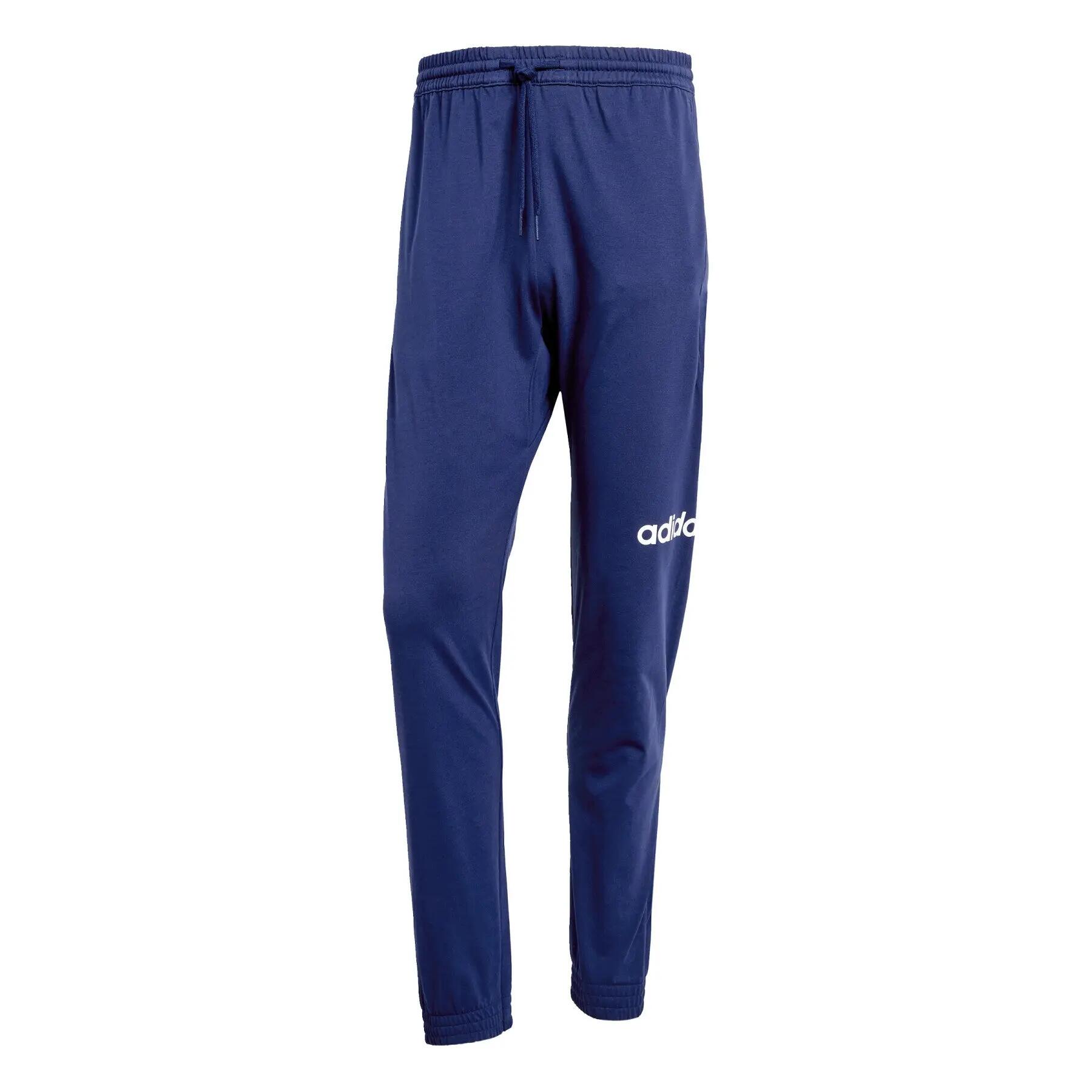 Pantalon fitness homme - Adidas Essentials Linear - poches zippées - noir/bleu 3/5