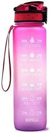Bouteille d'eau motivante, bouteille d'eau auslaufsichere mit Trinkzeiten für Zu