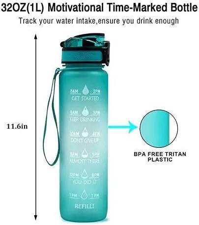 Bouteille d'eau motivante, bouteille d'eau auslaufsichere mit Trinkzeiten für Zu 6/6