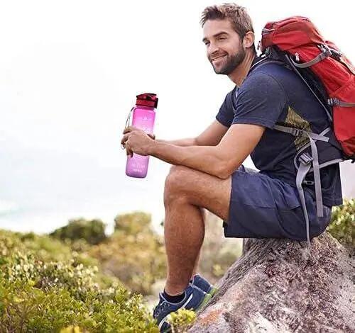 Bouteille d'eau motivante, bouteille d'eau auslaufsichere mit Trinkzeiten für Zu 4/6
