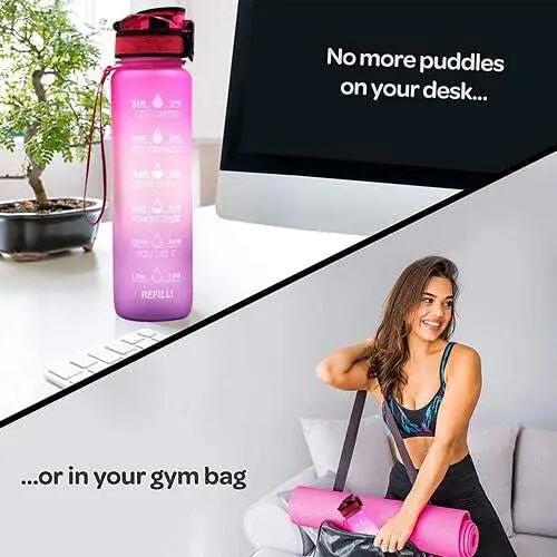 Bouteille d'eau motivante, bouteille d'eau auslaufsichere mit Trinkzeiten für Zu 2/6