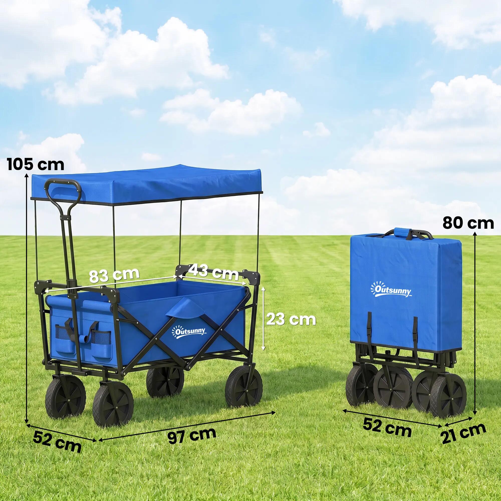 Carro de Transporte para Playa y Camping Outsunny 97x52x105 cm Azul 3/7