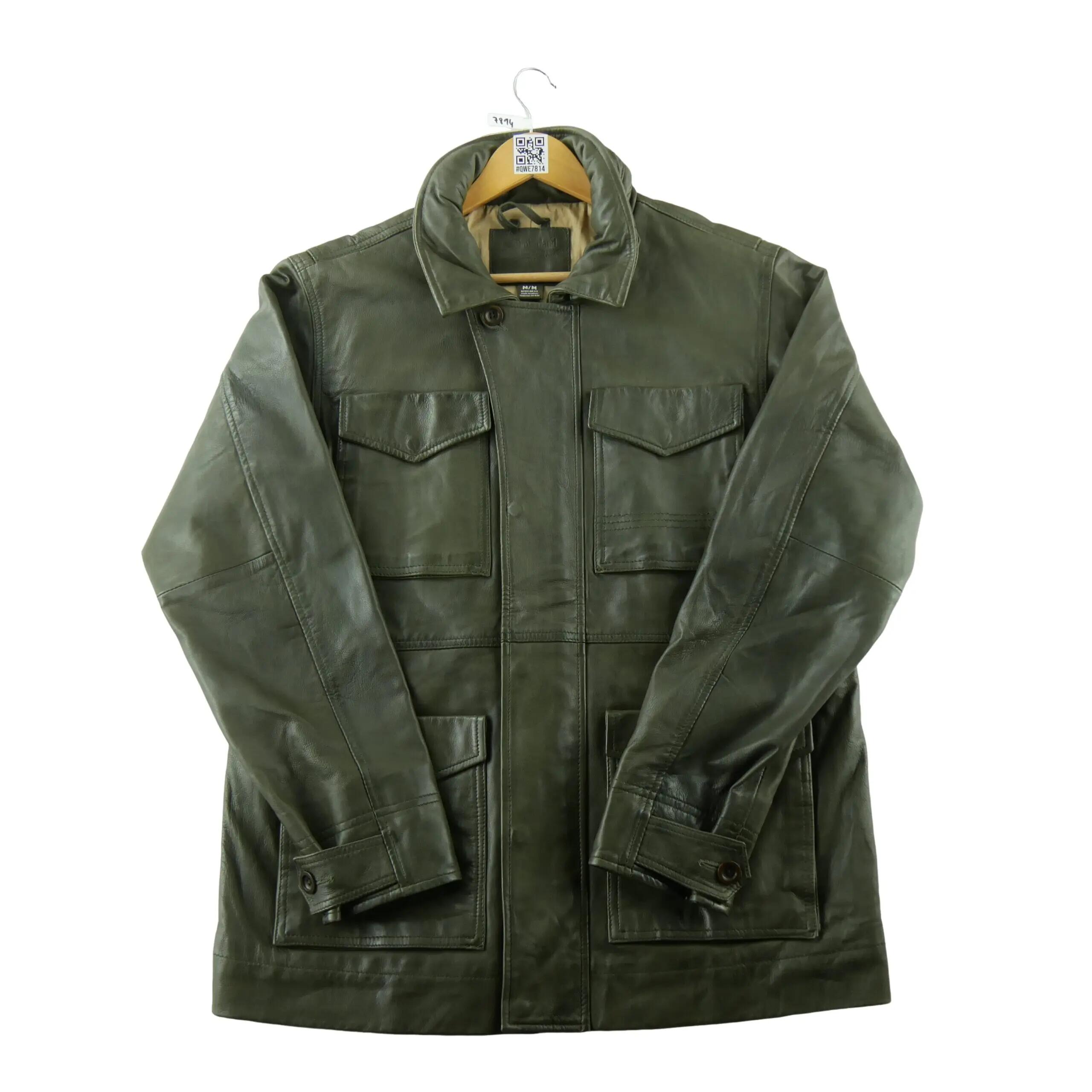 Second life - Vestă bărbați 100% cuir Regular Fit verde - Ca nou