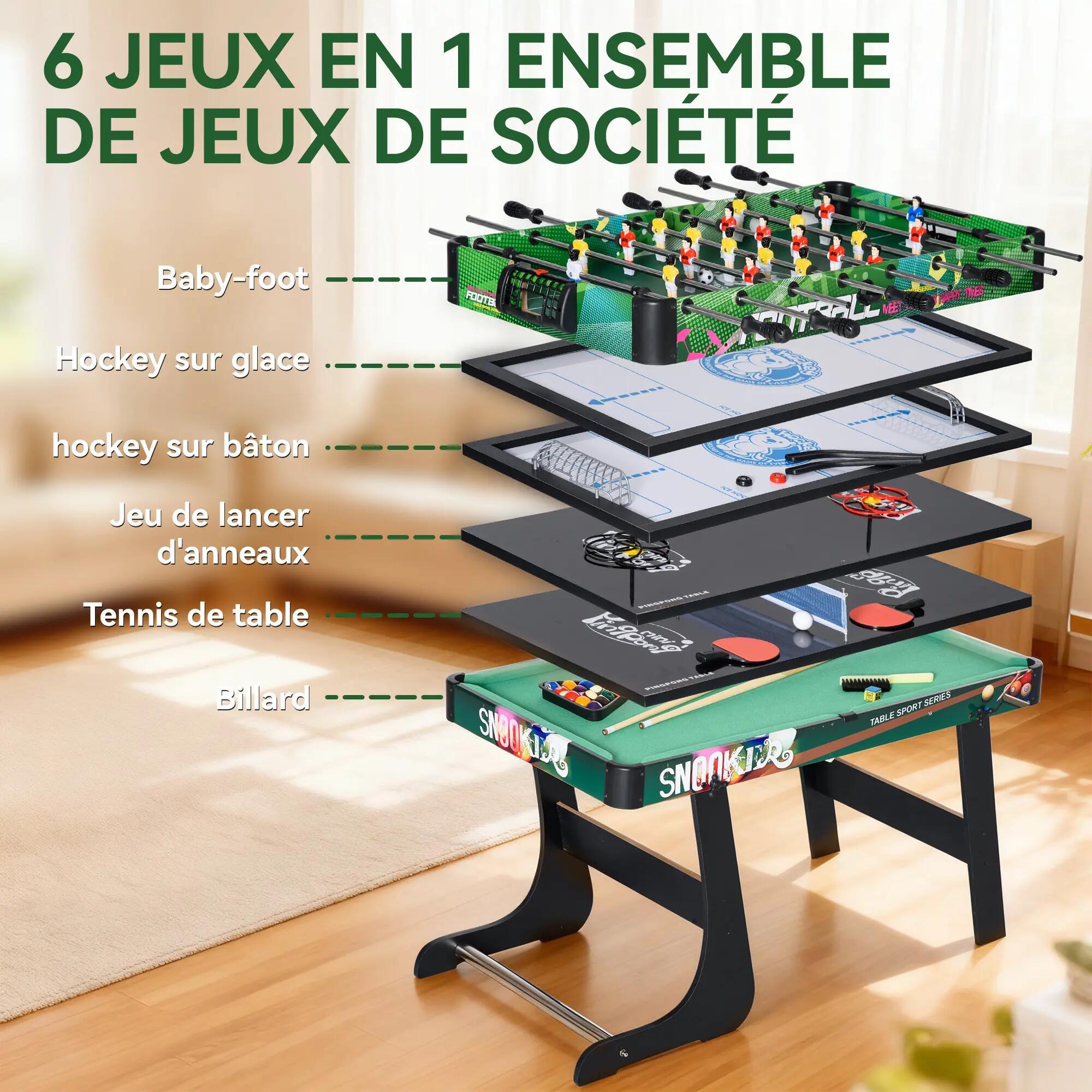 Table multi-jeux 6 en 1 pliable 2/5
