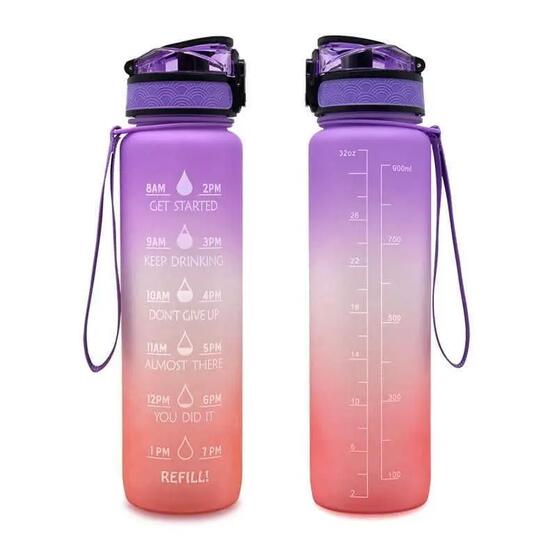 Gourde motivante, 1 L, étanche, sans BPA. Gourde de 1 L avec indicateur de temps