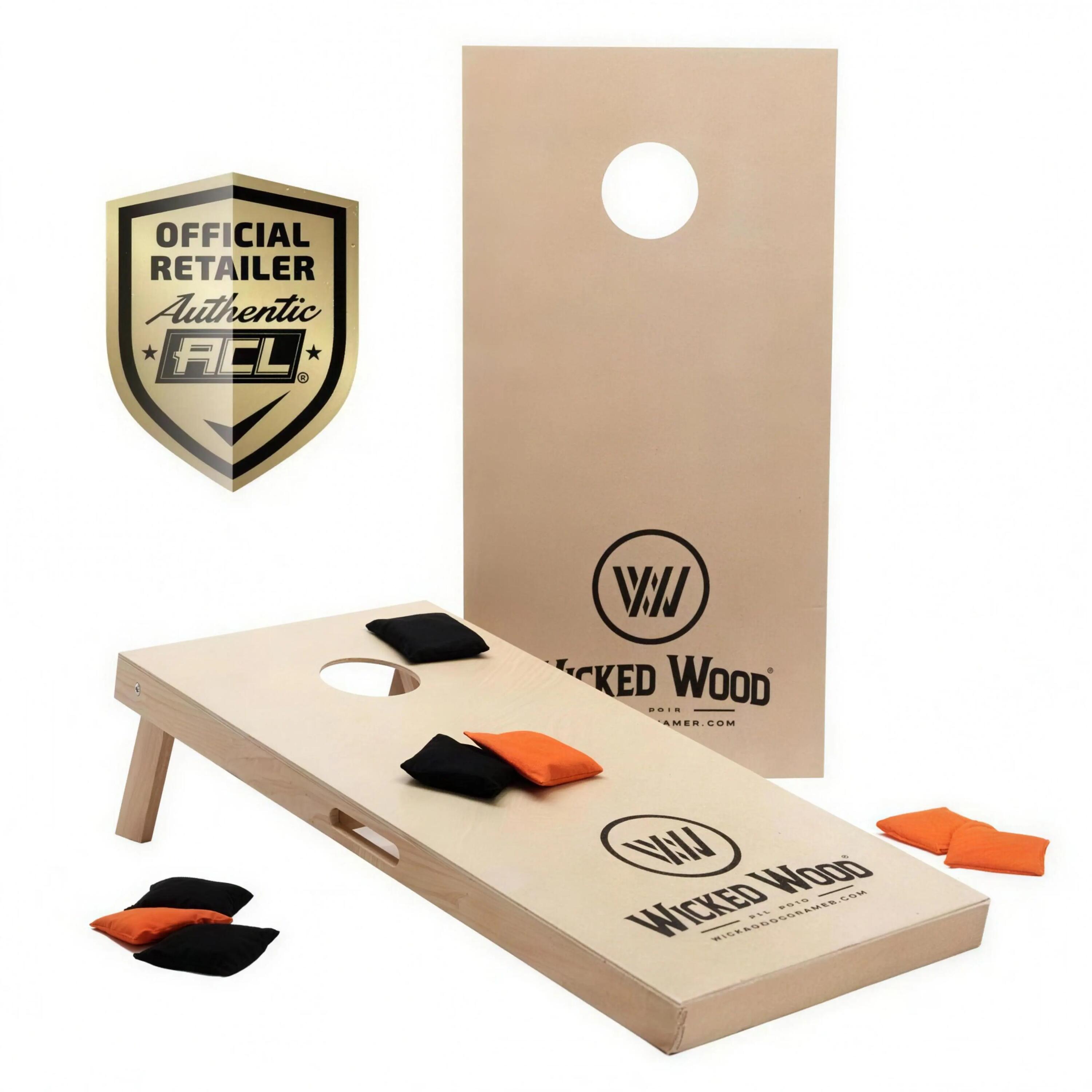 Conjunto de Cornhole 120x60 - Design Wicked Wood - 2 tábuas, 8 sacos 9/12