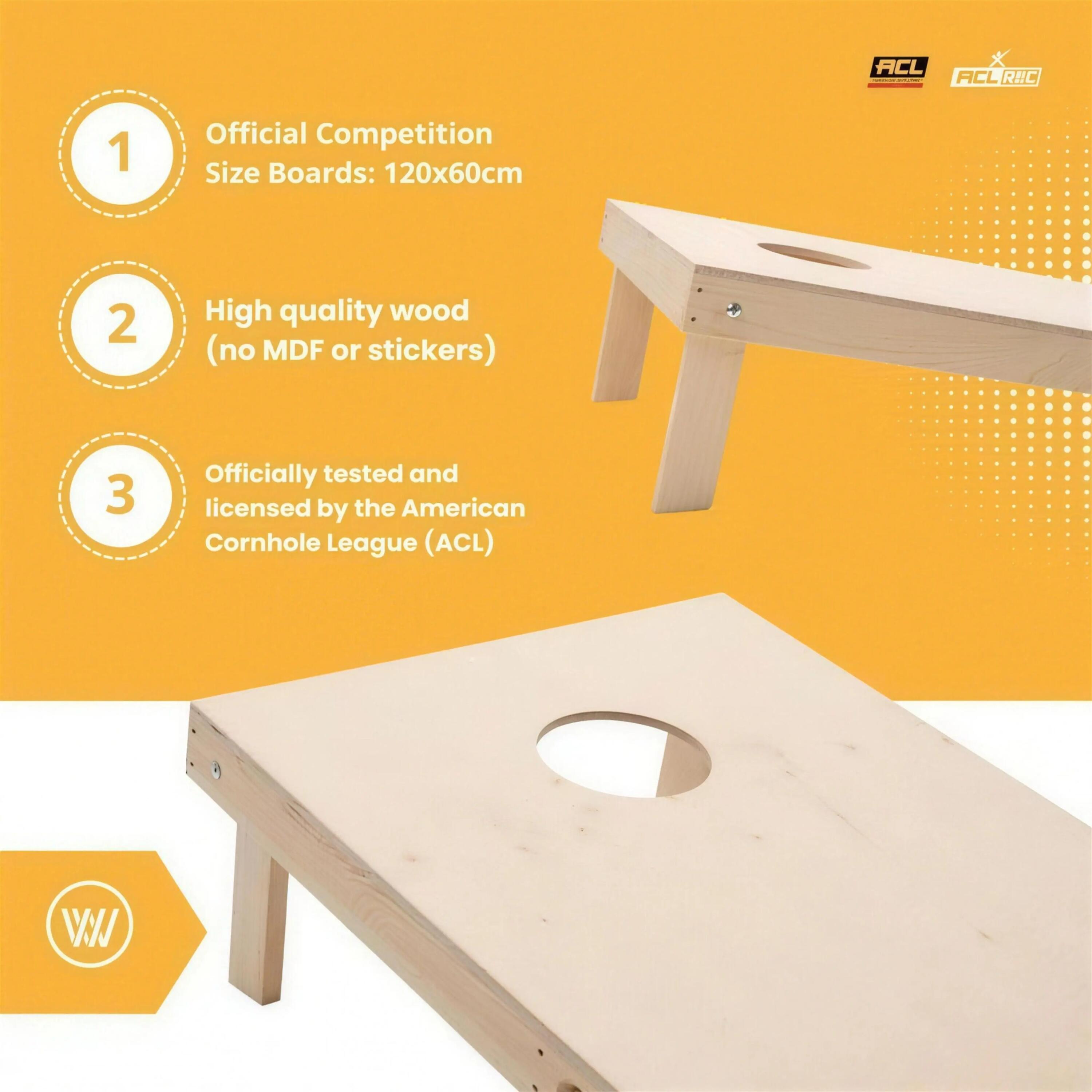 Conjunto de Cornhole 120x60 - Design Wicked Wood - 2 tábuas, 8 sacos 3/12