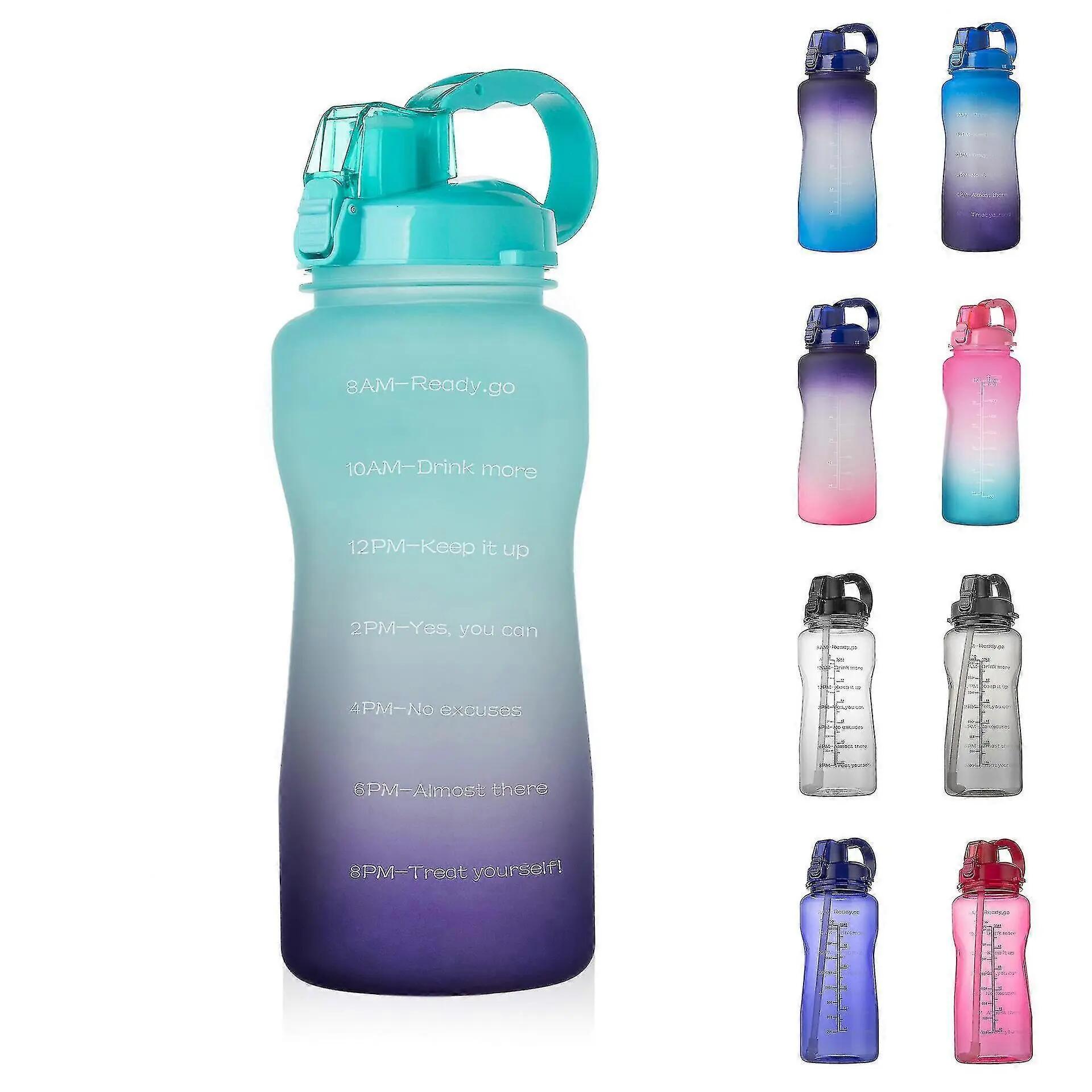 Gourde de 2000 ml pour activités de plein air, avec indicateur de temps et paill 3/4