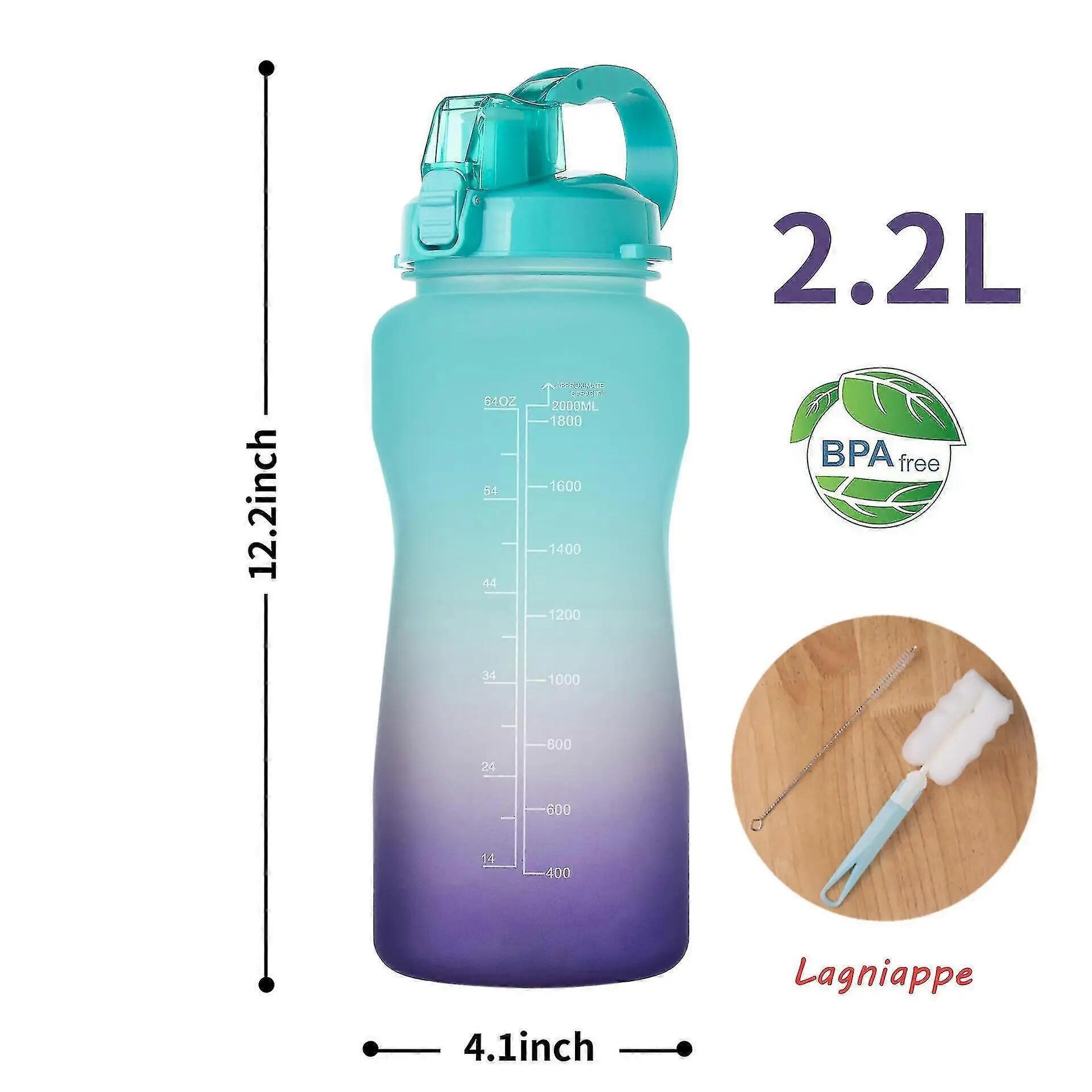 Gourde de 2000 ml pour activités de plein air, avec indicateur de temps et paill 2/4