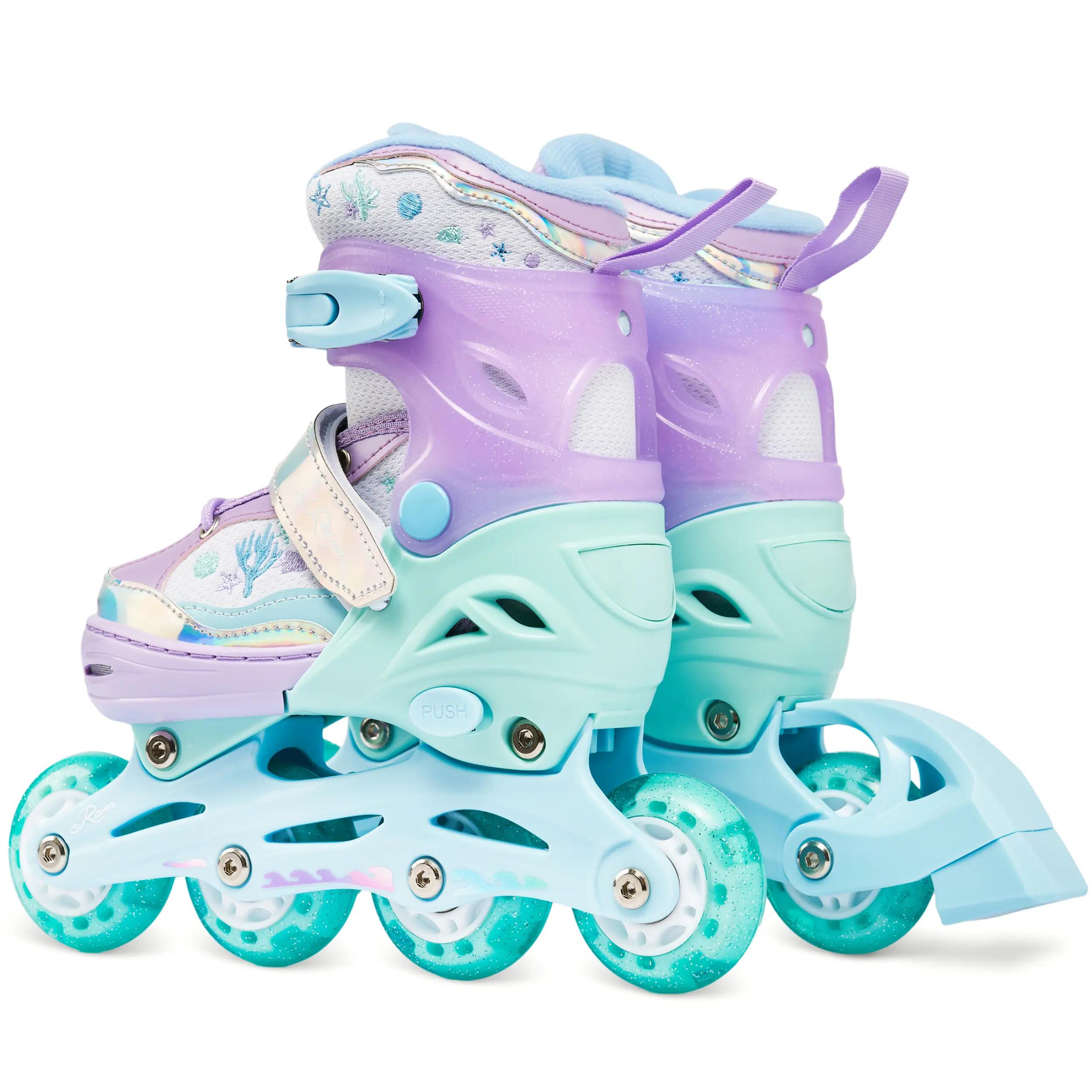 Patines Ajustable 4en1 Ruedas Isla Morado/Menta LED 3/11