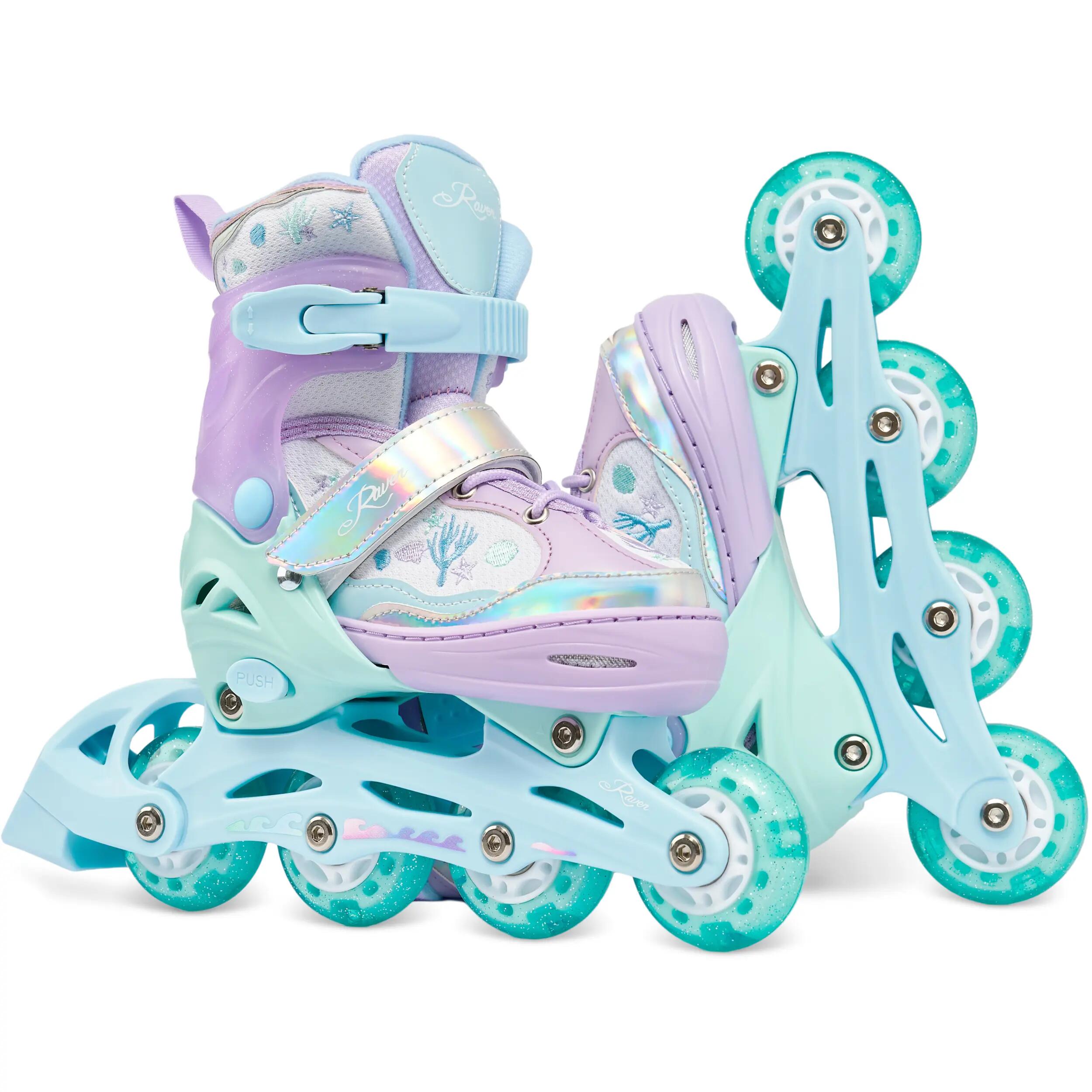 Patines Ajustable 4en1 Ruedas Isla Morado/Menta LED 2/11