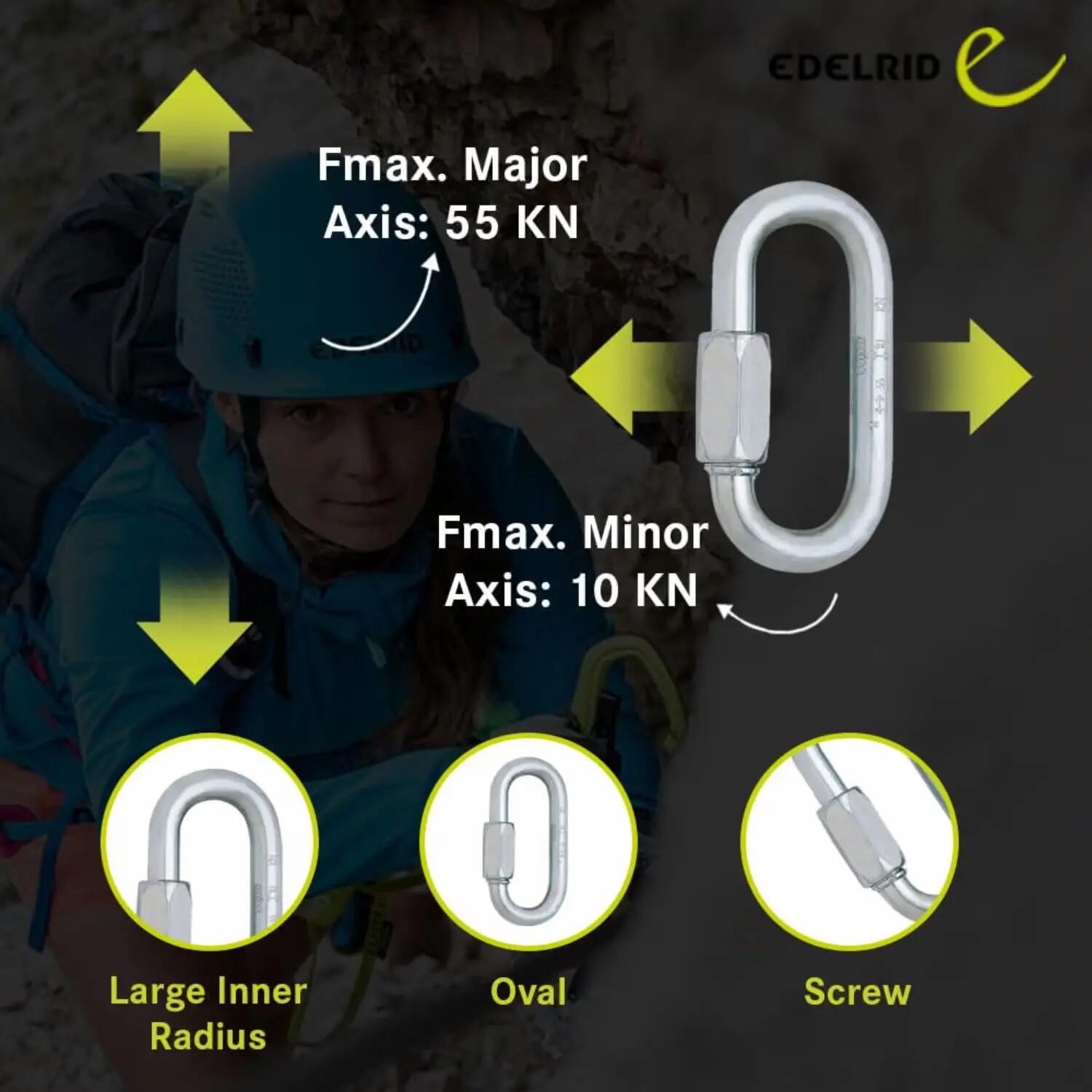 Oval Steel Screwlink Climbing Carabiner 10mm - Pack of 3 -  3