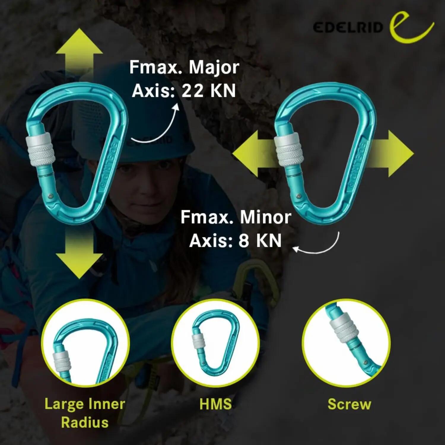 HMS Strike Screw eloxiert 23KN Carabiner, Pack of 2 -  3