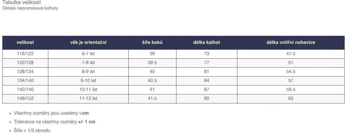 Dětské nepromokavé kalhoty bez zateplení 7/7