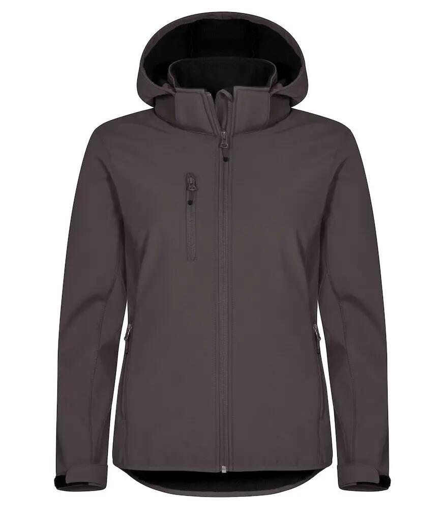 clique Damen Softshell-Hoody – 3-lagig, 96% recyceltes Polyester – Dark 5/8
