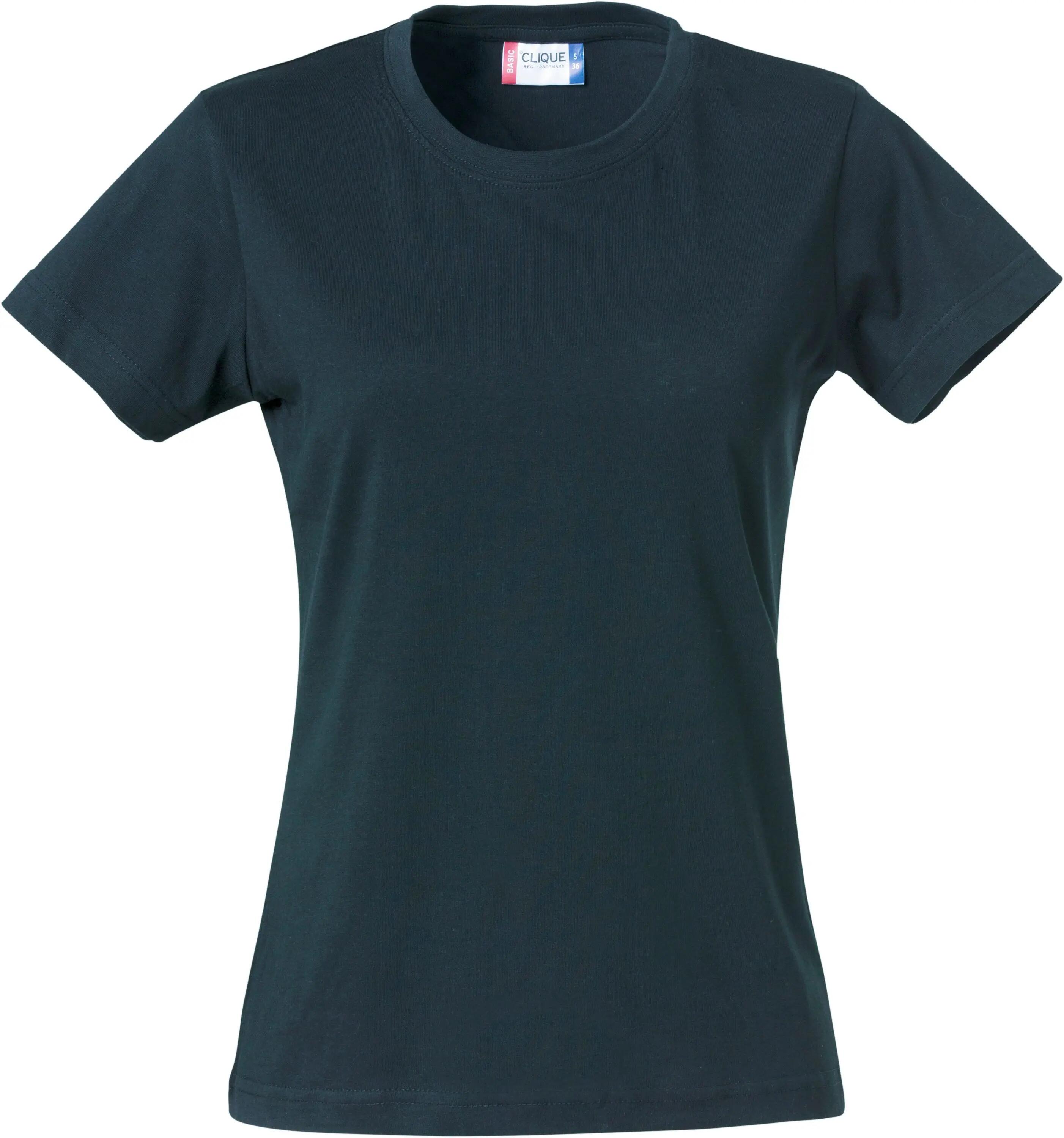 clique Basic-T Women – T-shirt donna slim, 100% cotone (nero) – black 7/8