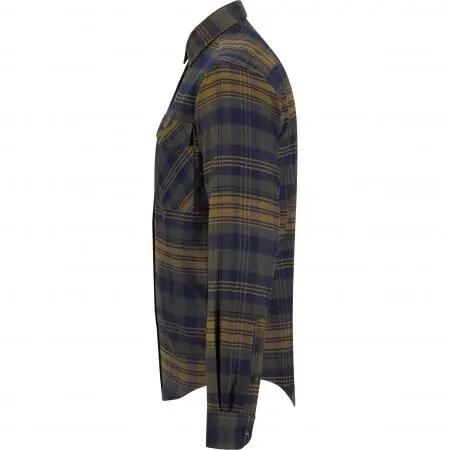 Herren - flanellhemd - meliert - torben - oliv/blau 3/4