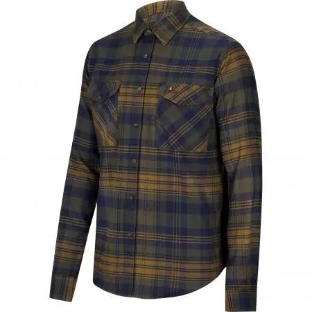 Herren - flanellhemd - meliert - torben - oliv/blau 2/4