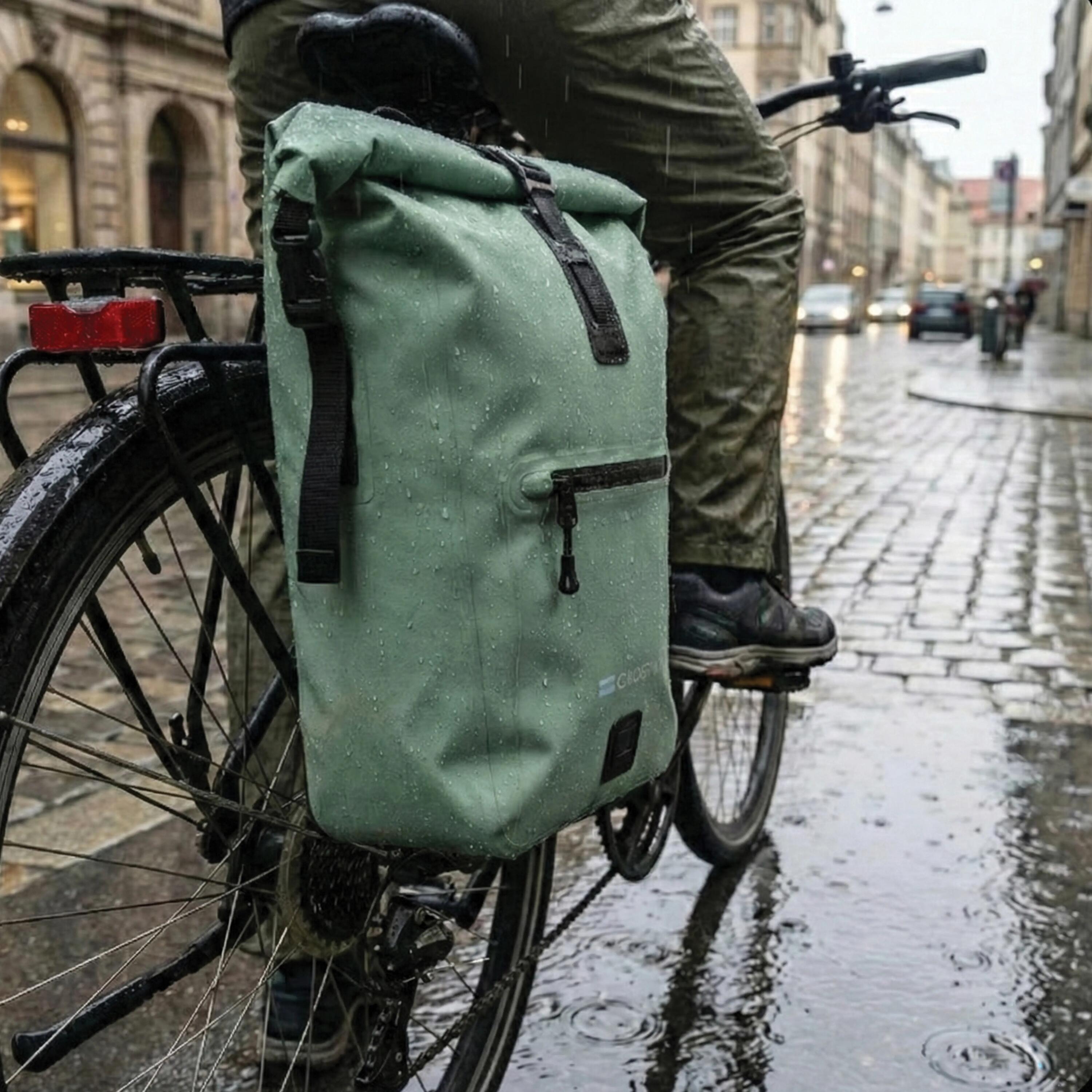 Fahrradtasche 25L wasserdicht  IPX6 Gepäckträger Rucksack Laptopfach 3/4