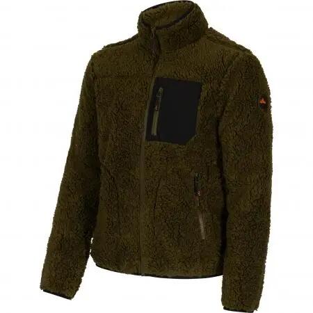 Herren - teddyfleece-jacke, langarm - halver - oliv-schwarz 2/3