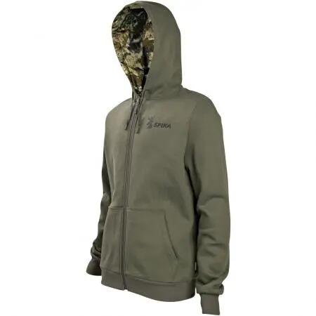 Herren-Hoodie - Zip-Through, Kapuze, Oliv, Größe L 2/3