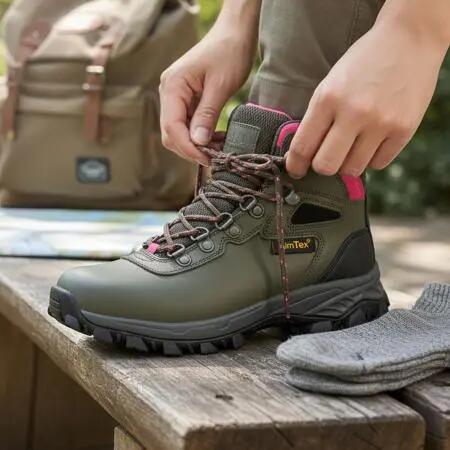 Damen - Outdoorboots - wasserdicht, atmungsaktiv - Alba ATX - Oliv/Pink 2/4