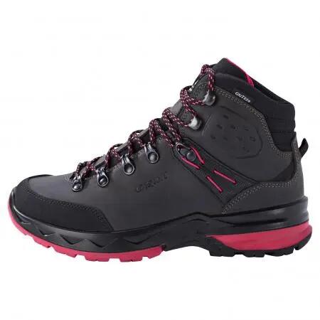 Damen-Wanderstiefel - Leder, Vibram-Sohle - Schwarz/Pink 3/4