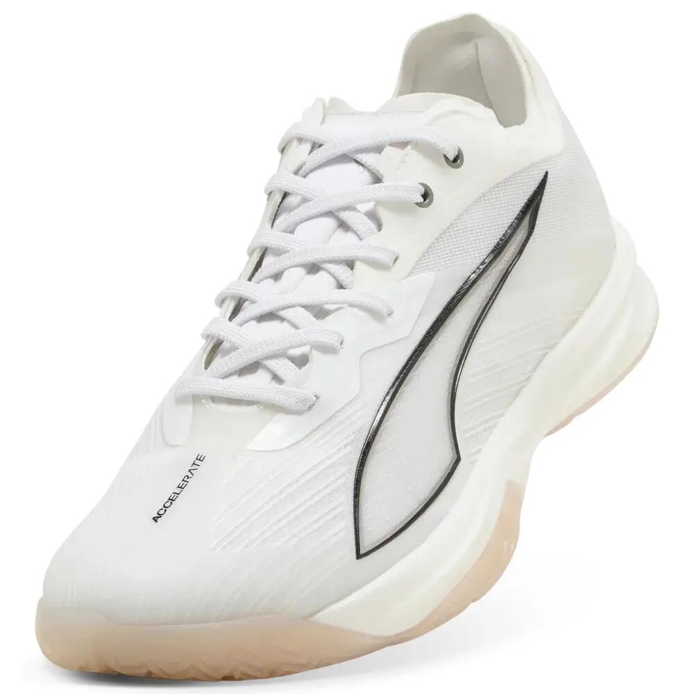 Handbalschoenen PUMA Accelerate Nitro SQD 5 Wit/Zwart/Bruin 5/6