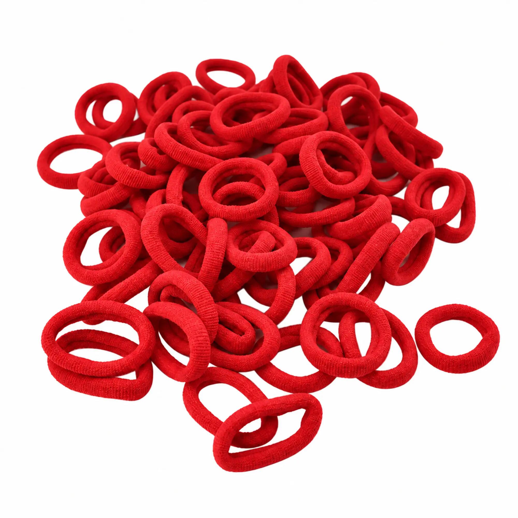50 Kinder Haargummis Rot 2/4