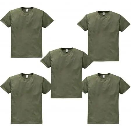Herren T-Shirts - 5er-Set - Rundhalsausschnitt, Khaki, XL 1/2