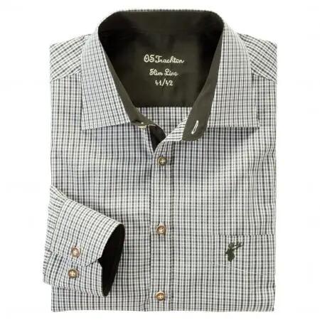 Herren - kariertes Langarmhemd - Slim Fit - Snivy - khaki/weiß 2/2