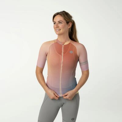 Dames wielershirt gradient sneldrogend roze
