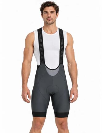 Herren Fahrradhose Kurz Radhose mit Trägern Trägerhose Pro Team Line Grau