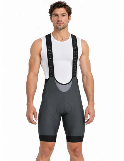 Herren Fahrradhose Kurz Radhose mit Trägern Trägerhose Pro Team Line Grau