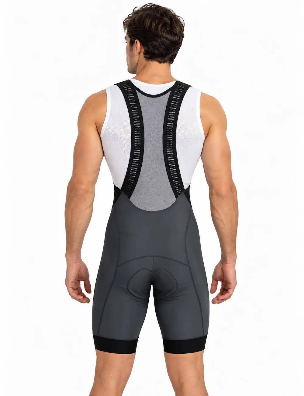 Herren Fahrradhose Kurz Radhose mit Trägern Trägerhose Pro Team Line Grau 2/4