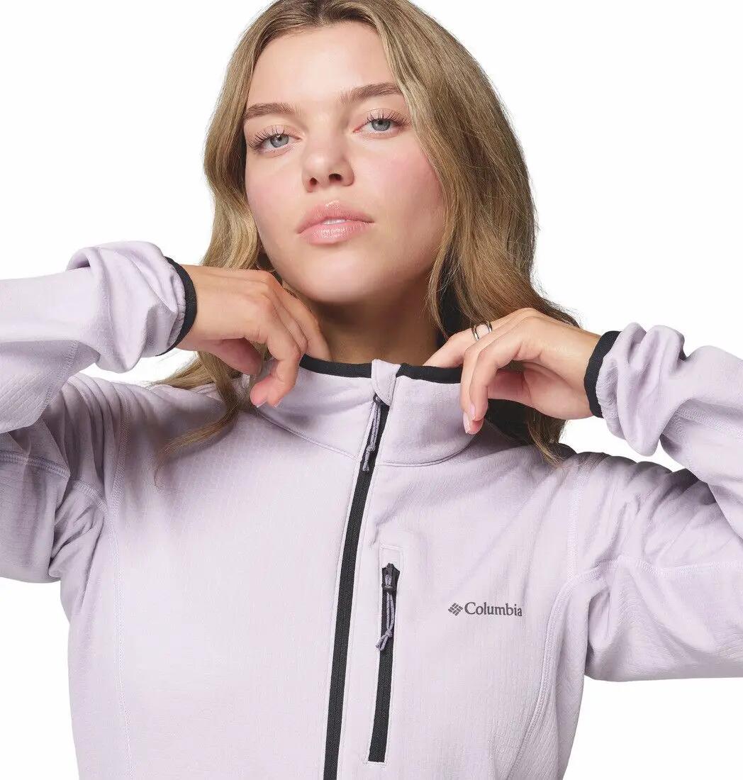 Forro polar Columbia Essential Hike Grid Full Zip morado para mujer 5/7