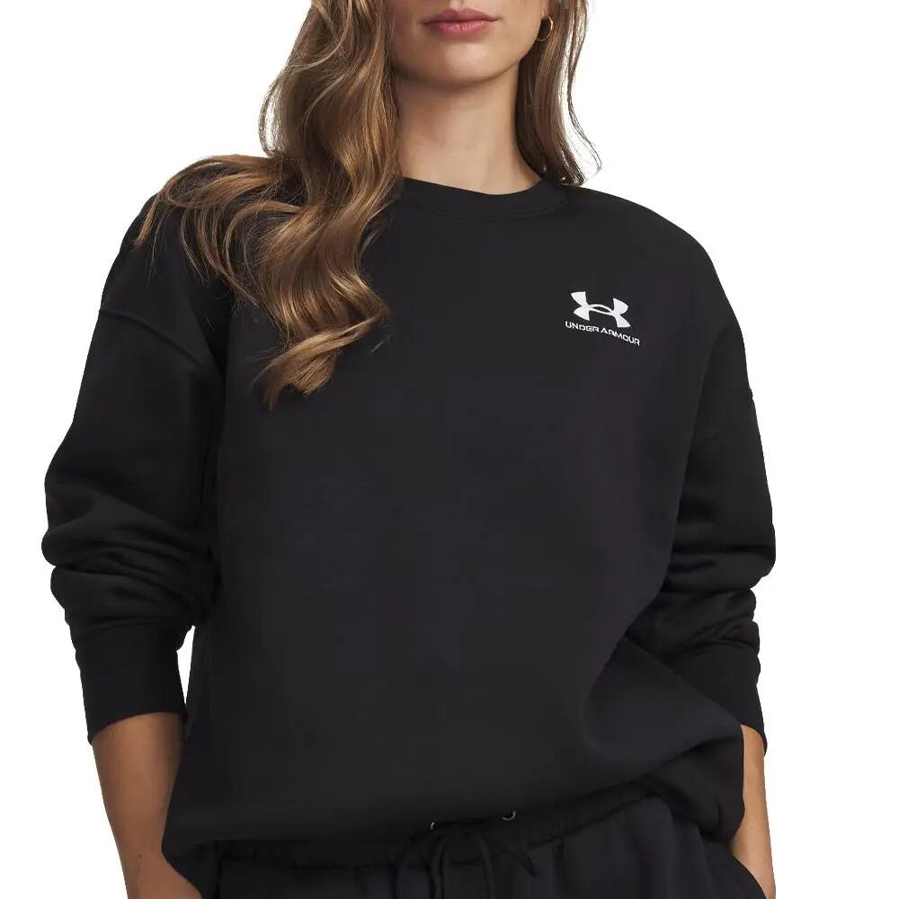 Damessweatshirt Under Armour Essential Flc Os Crew Zwart Zwart 2/7