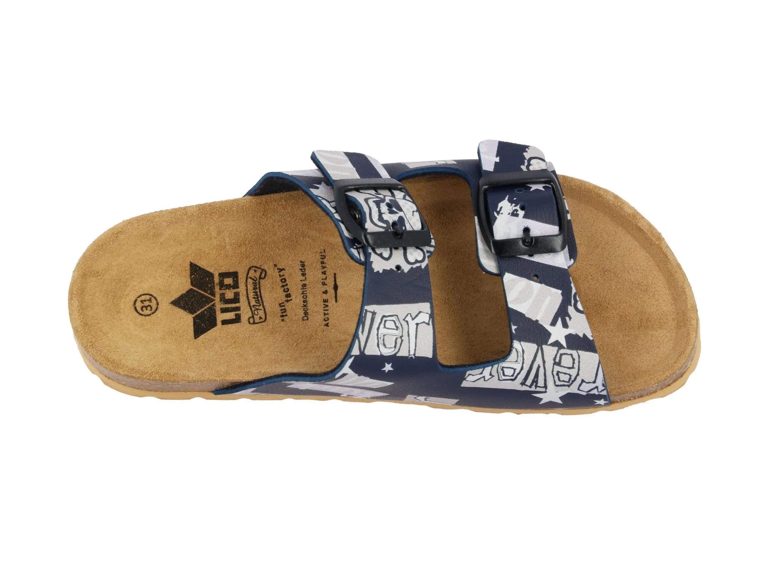 Mule LICO Bioline Rocky bambino sintetico blu con fibbia, suola interna in pelle 5/6