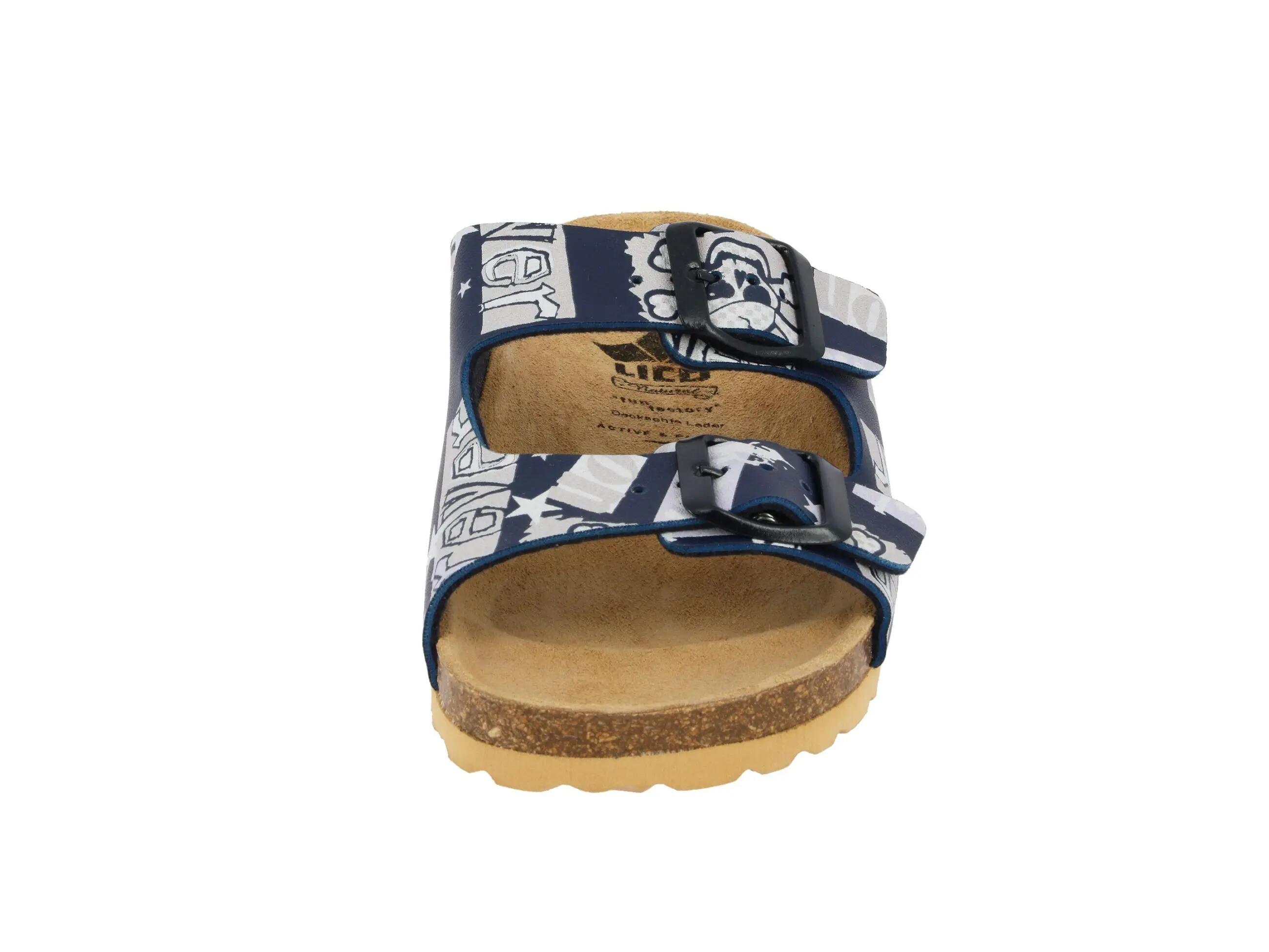 Mule LICO Bioline Rocky bambino sintetico blu con fibbia, suola interna in pelle 3/6