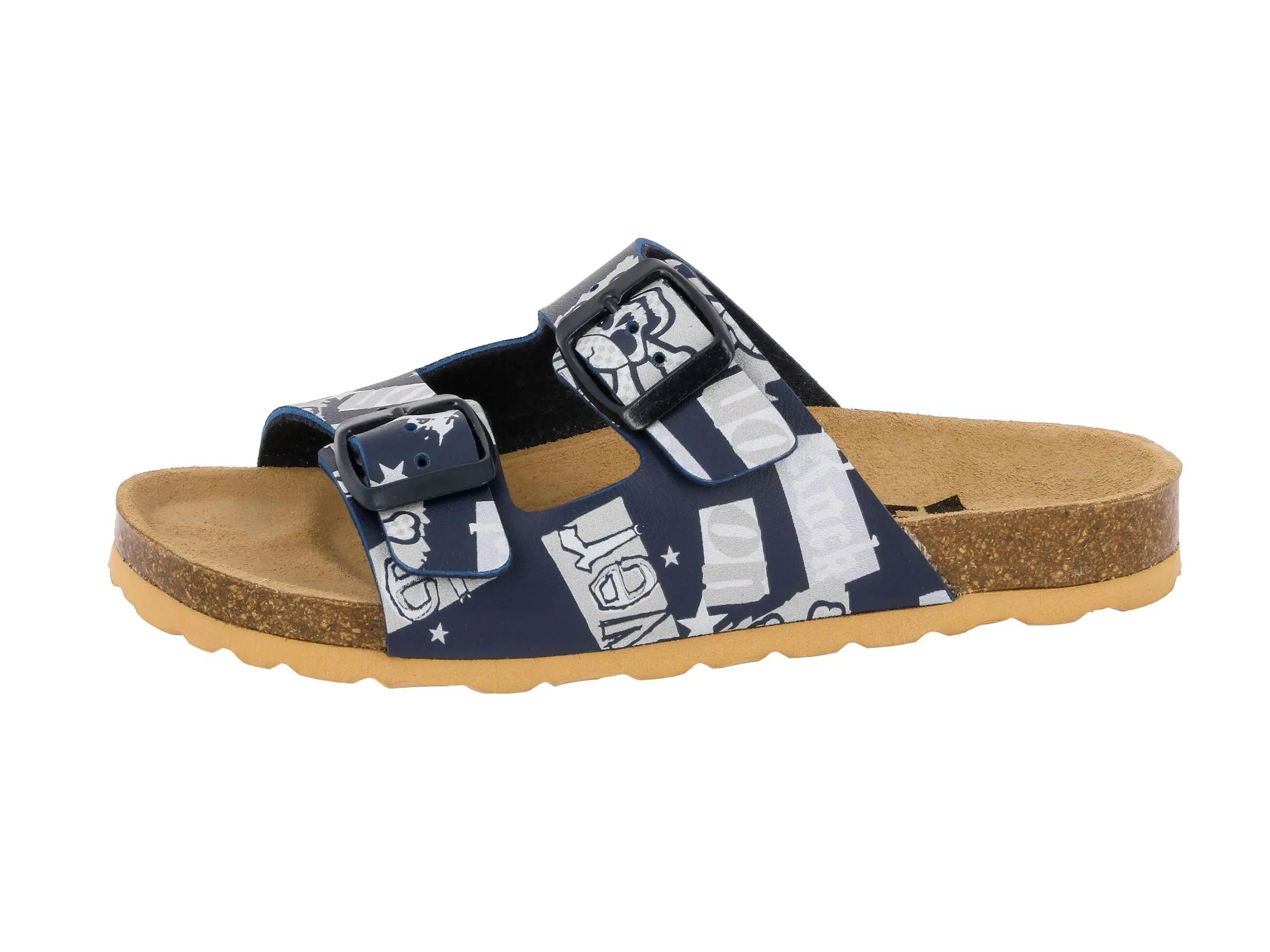 Mule LICO Bioline Rocky bambino sintetico blu con fibbia, suola interna in pelle 2/6