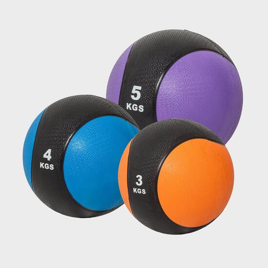 MEDECINE BALL CAOUTCHOUC LOT DE 3 (3, 4 et 5KG) | MUSCULATION ET COSS TRAINING