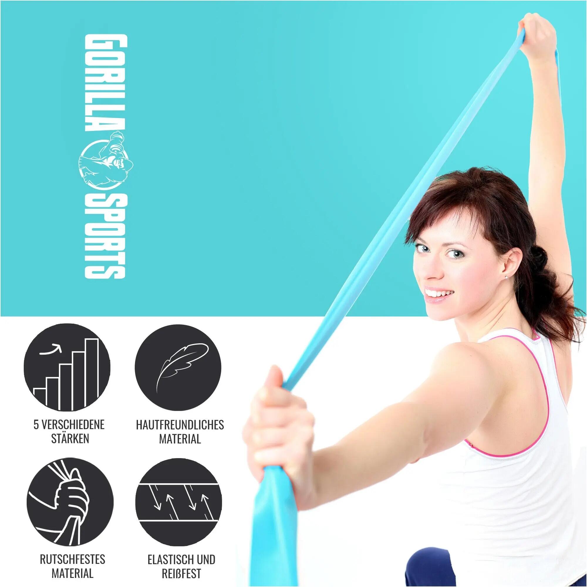 Bande de résistance Gorilla Sports 120x15 cm latex - 5 niveaux couleur 2/8