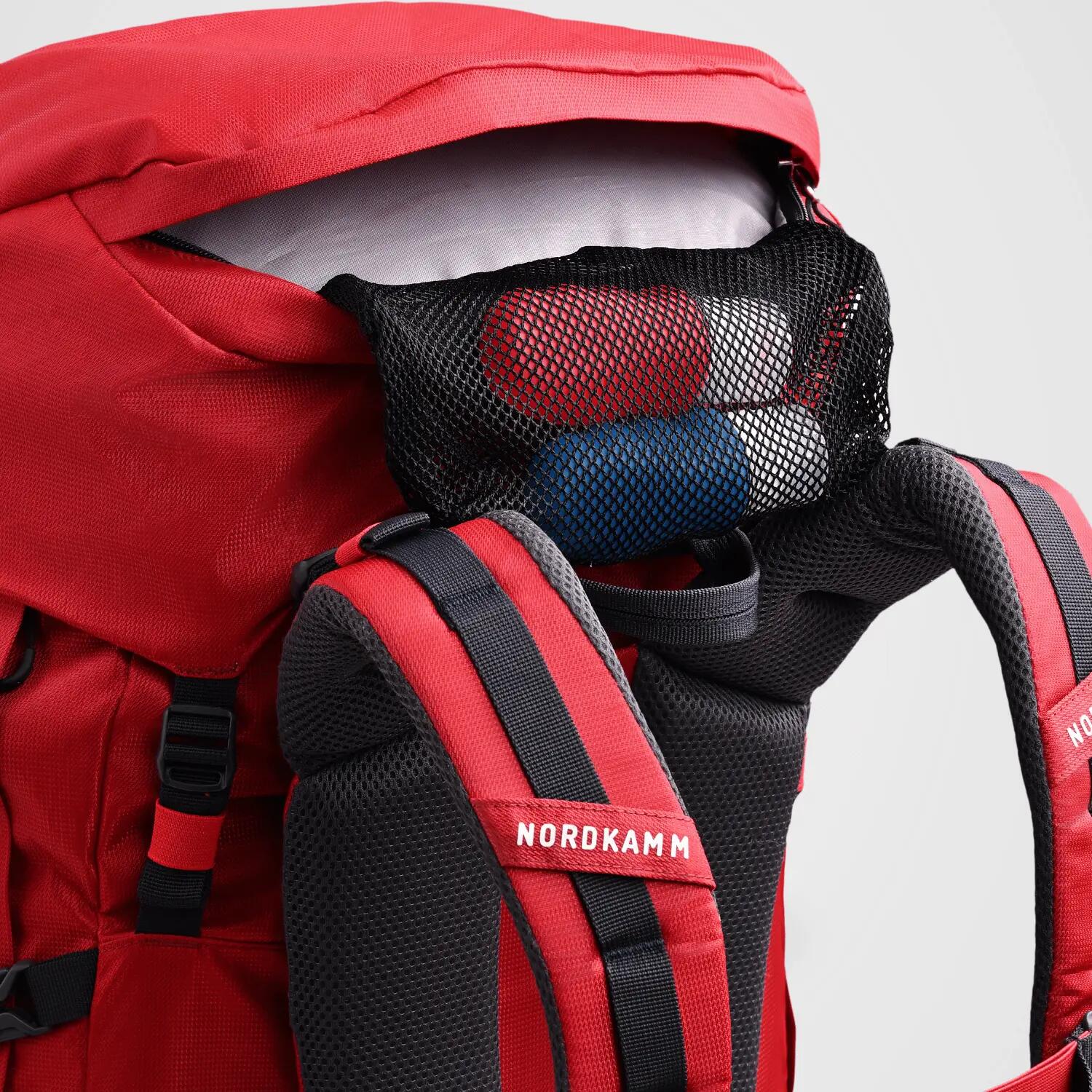 Sac à dos randonnée homme femme, sac à dos de trekking voyager 50 litres rouge 5/9