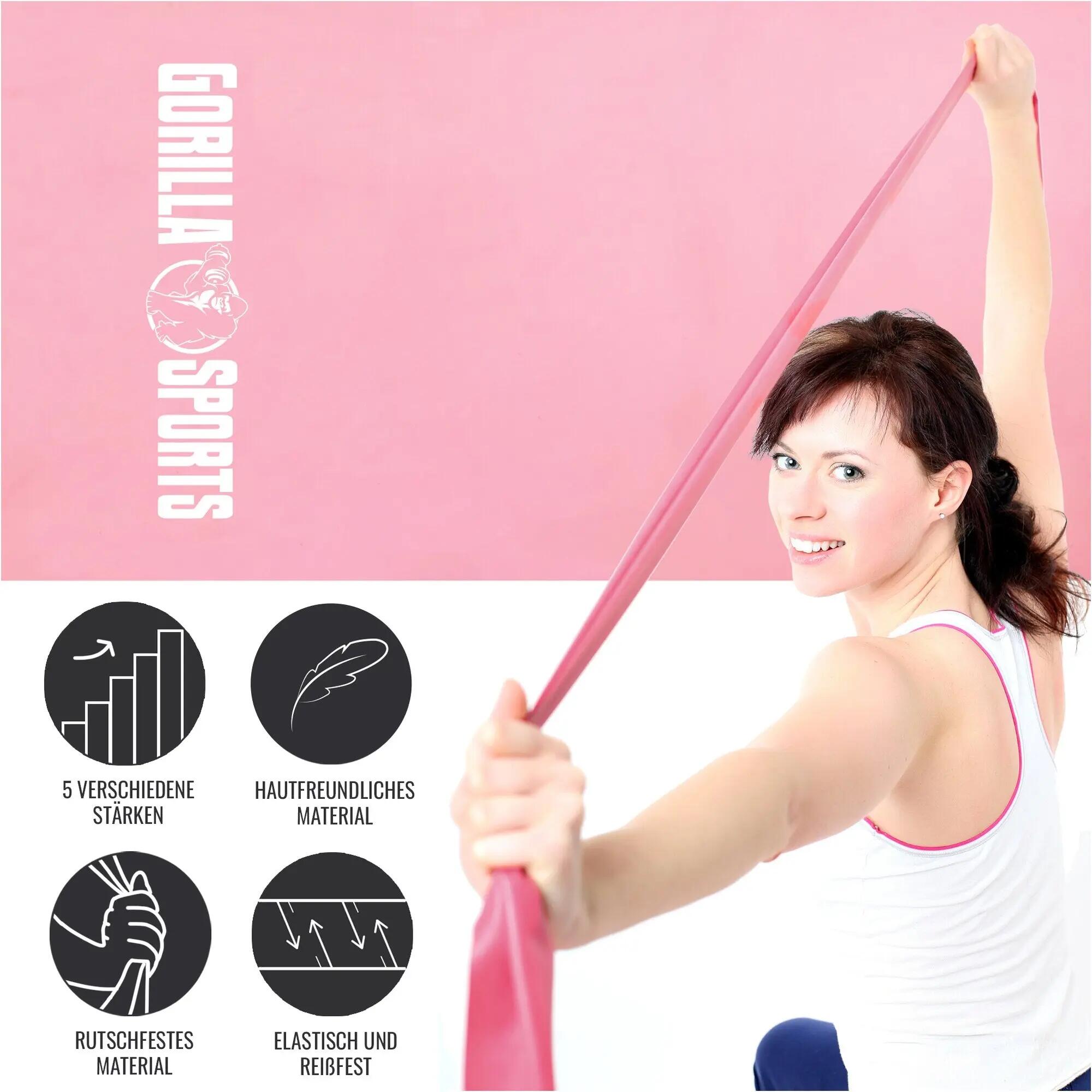 Fitnessband - Latex - 120 cm - Roze 2/9