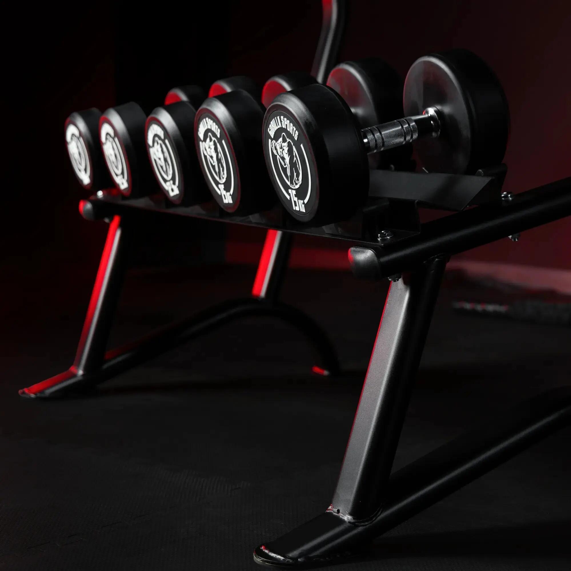 RACK PRO + 5 PAIRES D'HALTÈRES RONDS DE 2,5KG À 15KG 14/14