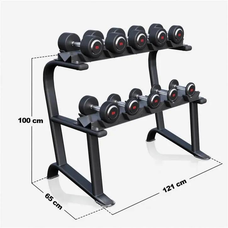RACK PRO + 5 PAIRES D'HALTÈRES RONDS DE 2,5KG À 15KG 6/14